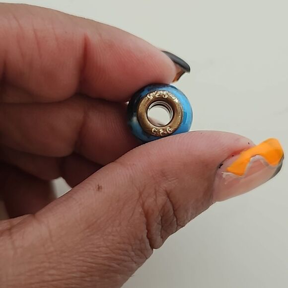 Murano Glass Bead 925 Blue/ Black - Picture 7 of 16